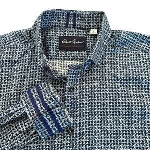 Robert Graham Long Sleeve Button Up Shirt Mens Large Blue Geometric Pattern
